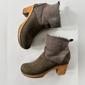No. 6 Suede Shearling Clog Boot in High Heel Base -Size 42 (fits US size 9.5-10)